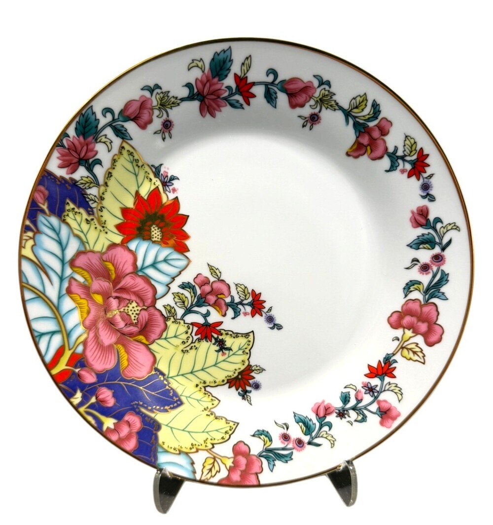 Imperial Leaf Tobacco Leaf 7.5" Salad Plate Floral Gold Trim China